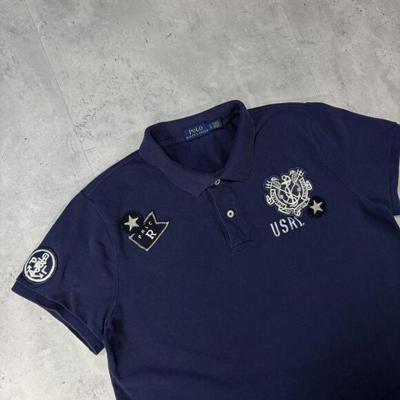 Y2K Navy Polo Ralph Lauren Grunge Embroidered Shirt Dress - Picture 4 of 7